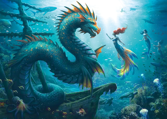 Tuotekuva 2 - Enchanted Depths Dragon Mermaid Palapelit 1000 palaa, Ravensburger
