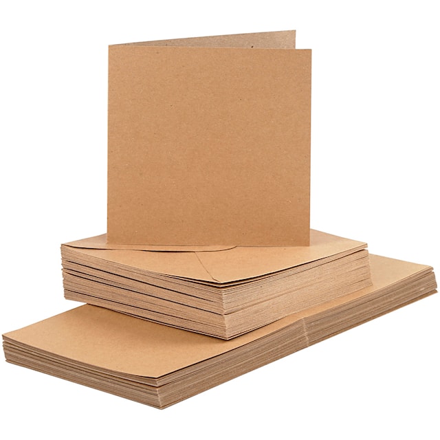 Produktbild 1 för Kort och kuvert Naturfärg 15x15cm 50-pack