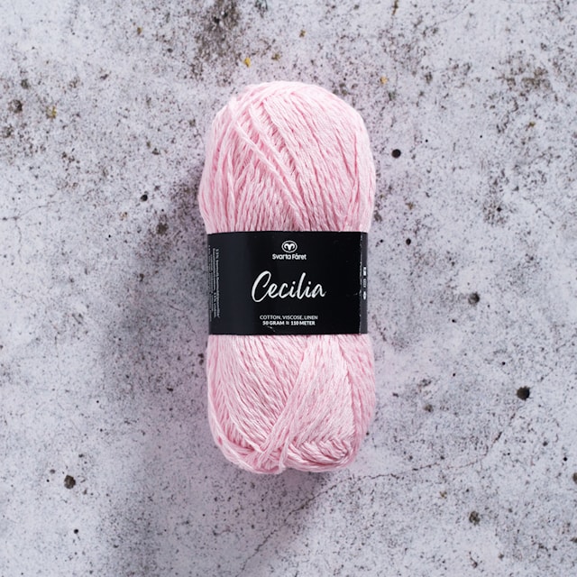 Cecilia Garn Lin- og bomullsmix 50 g lys rosa 41 Svarta Fåret