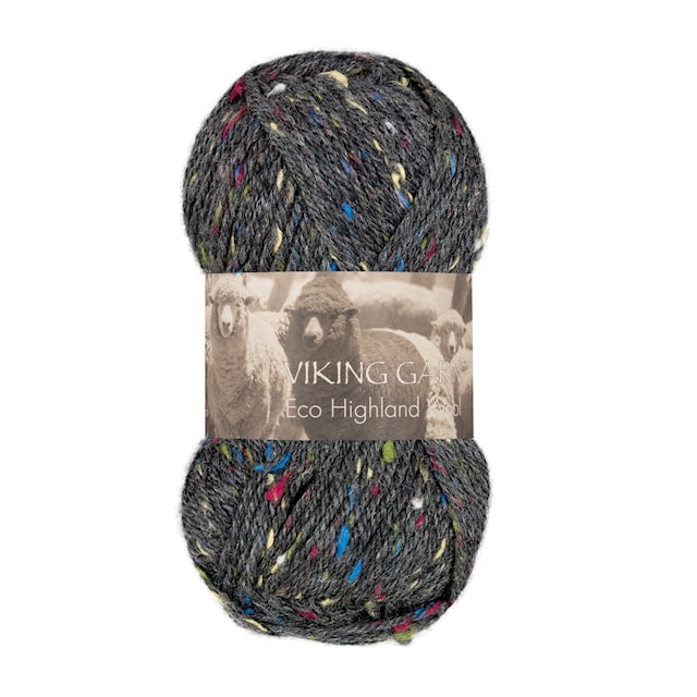Highland Eco Wool Garn 50 g Koks Tweed 273 Viking Garn