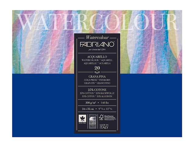 Fabriano Akvarellblokk Fin Kornstruktur 300g 24 x 32 cm