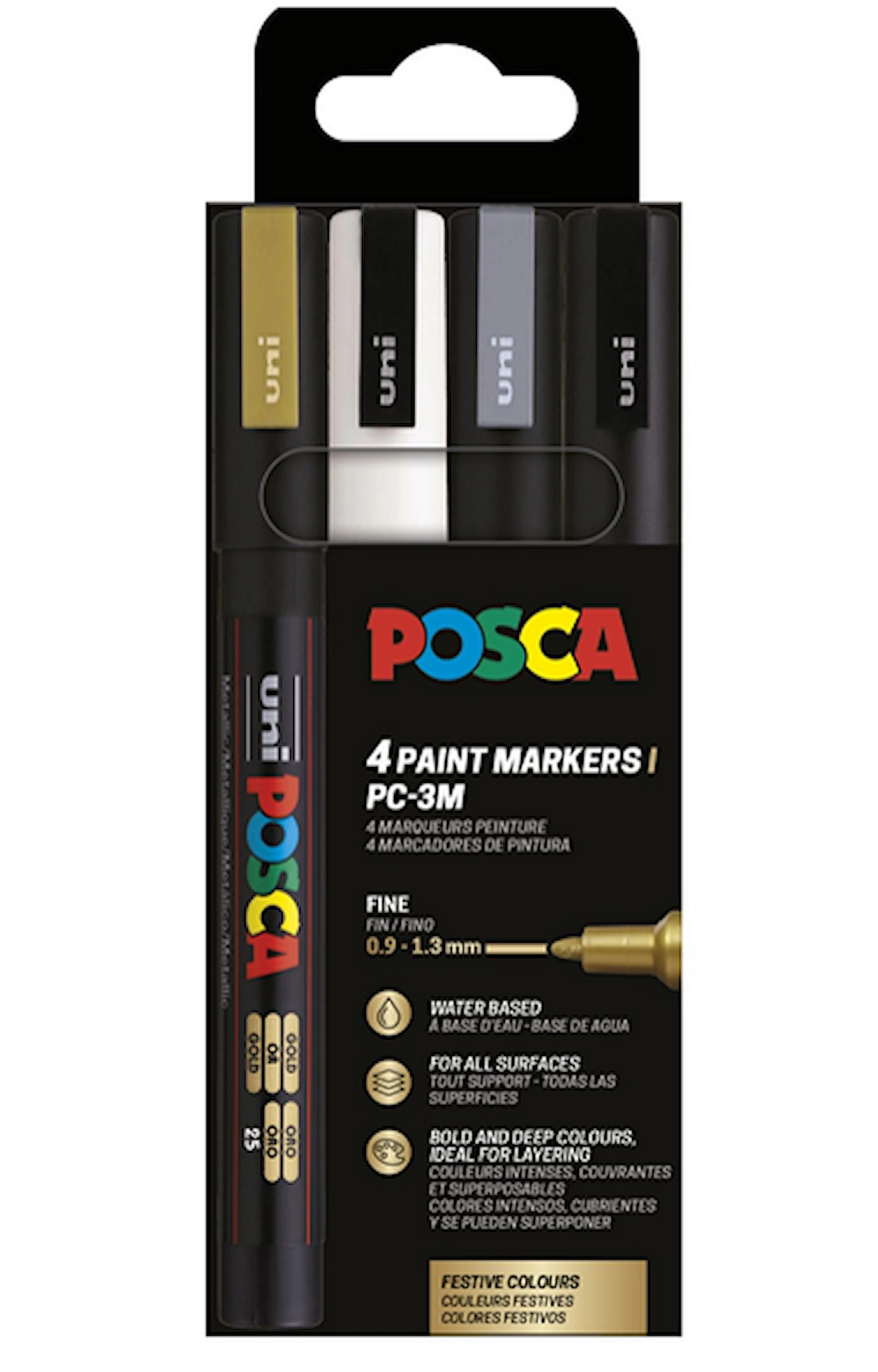 Tuotekuva ille Posca Marker Set 4-p kulta, hopea, musta, valkoinen