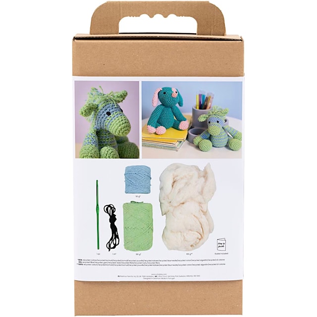 Produktbilde 2 for DIY Kit Amigurumi, Sebra , lys blå, lys grønn, 1 pk.