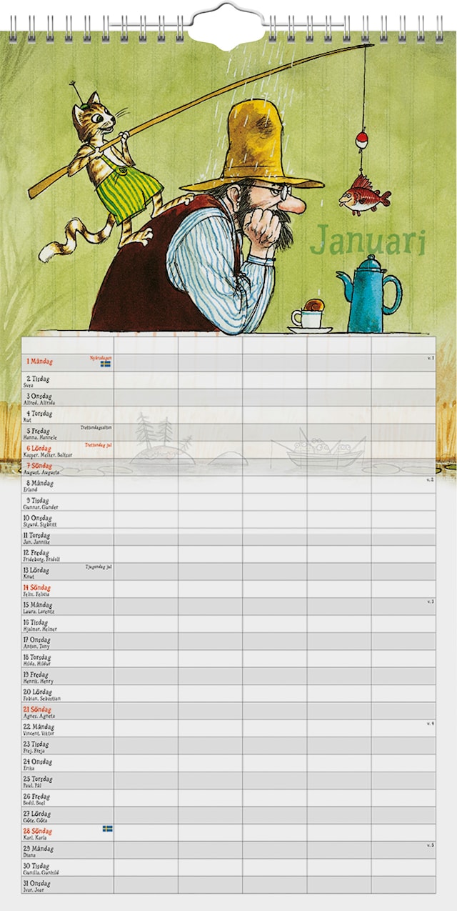 Produktbild 2 för Väggkalender 2026 Pettson och Findus Familjekalender Almanacksförlaget