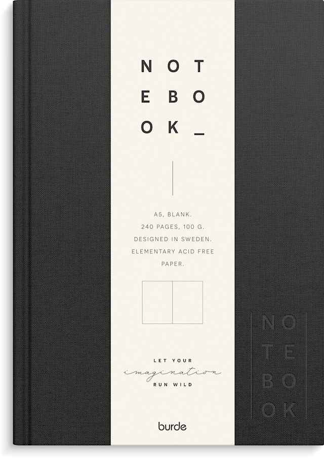 Produktbilde 1 for Notatbok A5 Svart tekstil, Ulinjert, Burde