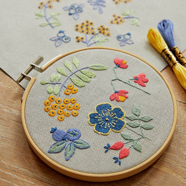 Produktbild 1 för Broderikit med 2 fruktmotiv DMC Mindfulness