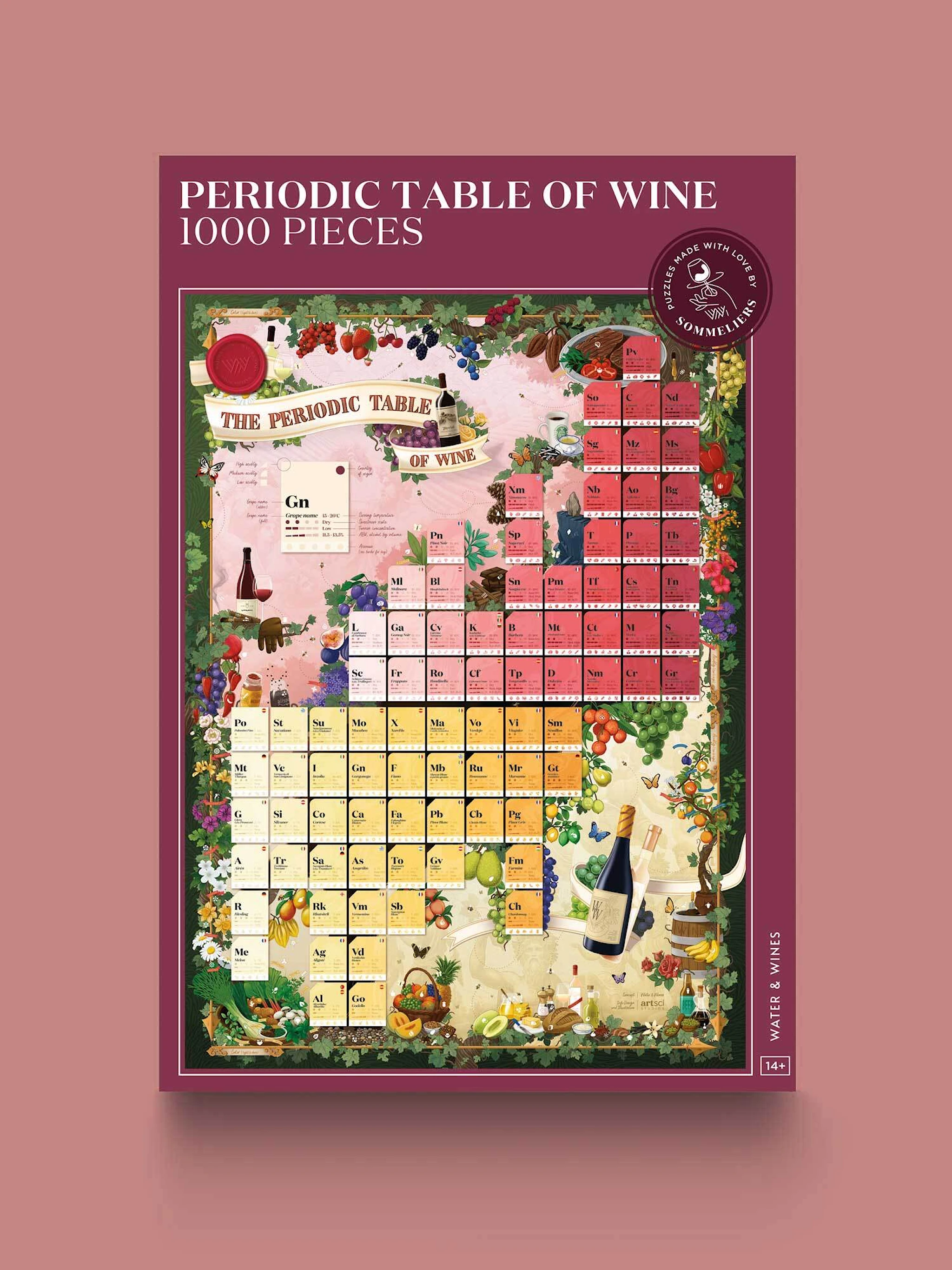 Produktbilde for Vinpuslespill - Periodic Table of Wine 1000 brikker, Water & Wines