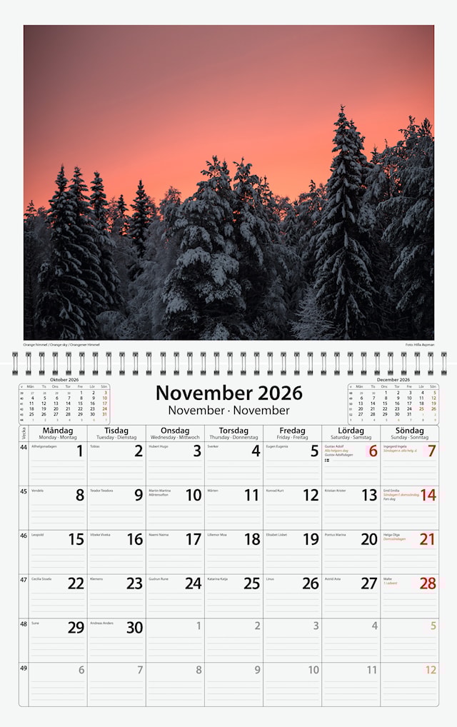 Produktbild 2 för Väggkalender Sverige Natur 2026 Almanacksförlaget