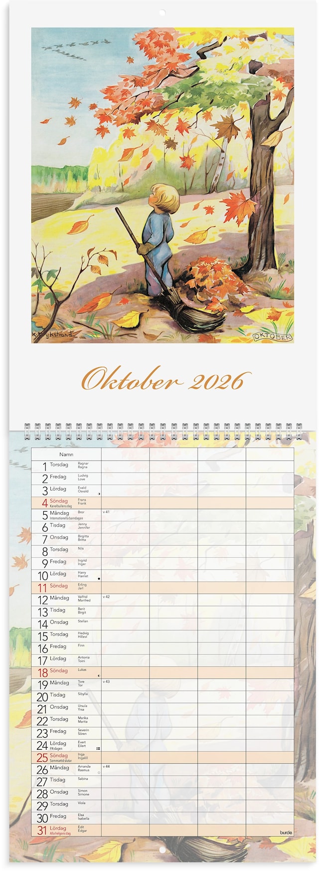 Produktbild 2 för Familjekalender 2026 A4 Kerstin Frykstrand Burde