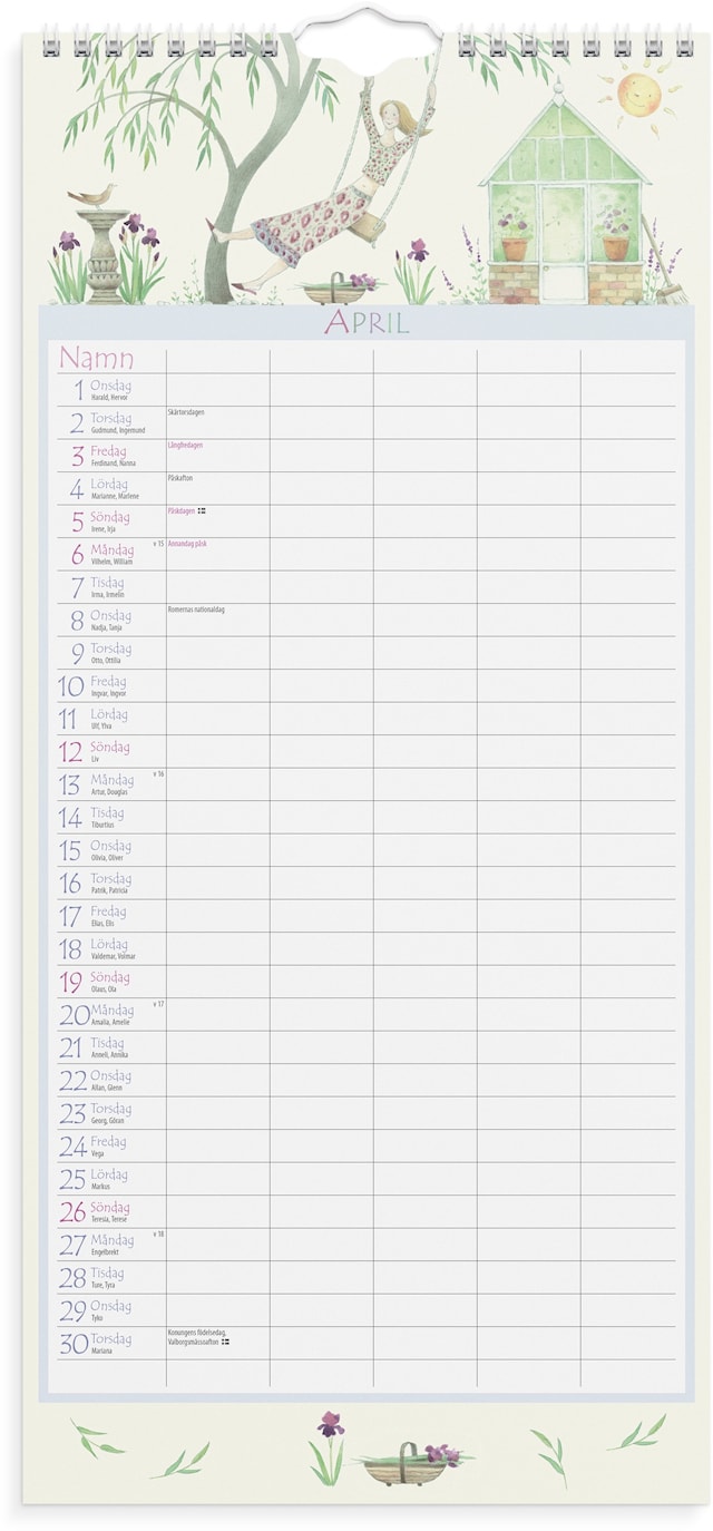 Produktbild 3 för Familjekalender 2026 Magic Garden 210x450 mm Burde