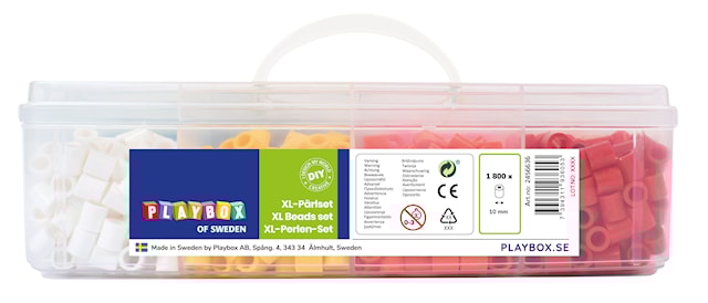 Produktbilde 2 for Rørperler XL i oppbevaringsboks, 1800 stk perler Playbox