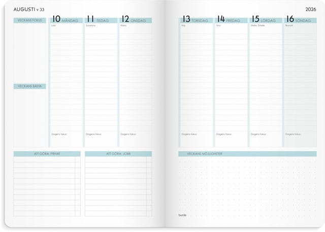 Produktbilde 4 for Kalender 2026 A5 Life Planner Focus Blå Burde