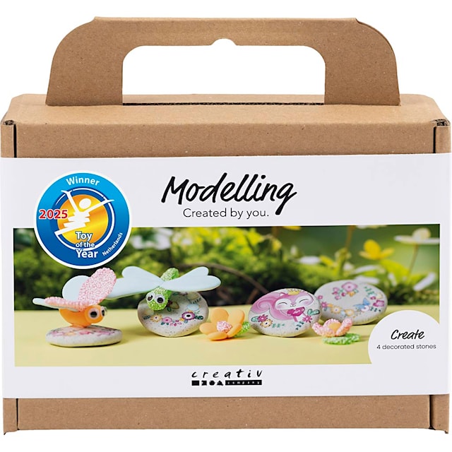 Tuotekuva 1 - Askartelusetti Mini Muovailu, Kivi ja hyönteinen, harmaa, vaaleanpinkki, vaalea turkoosi, 1 pkk/ 1 pkt