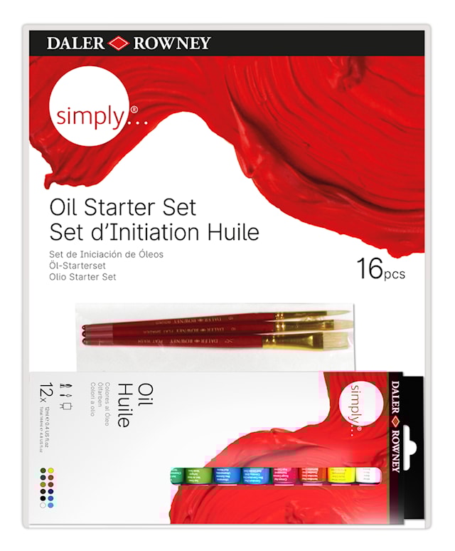 Produktbild 1 för Startset Olja 16 delar, inkl duk 30x40cm, Daler-Rowney Simply