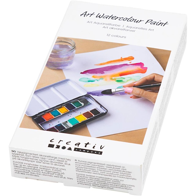 Produktbilde 4 for Art Akvarellfarger, ½-pan, Blomster og landskap, str. 10x15x20 mm, ass. farger, 12 farge/ 1 stk.