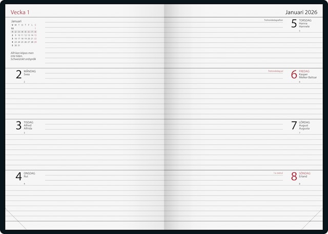 Produktbild 2 för Kalender Dagbok 2026 Svart Almanacksförlaget