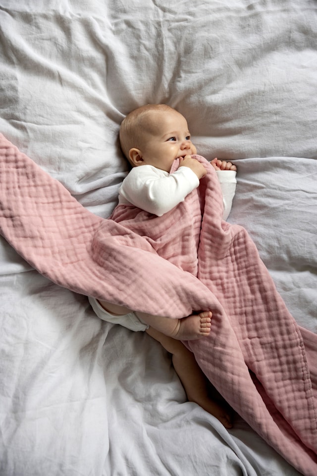 Tuotekuva 2 - Vauvan peitto kerroksittainen Muslin ECO Silver Rose Vinter & Bloom