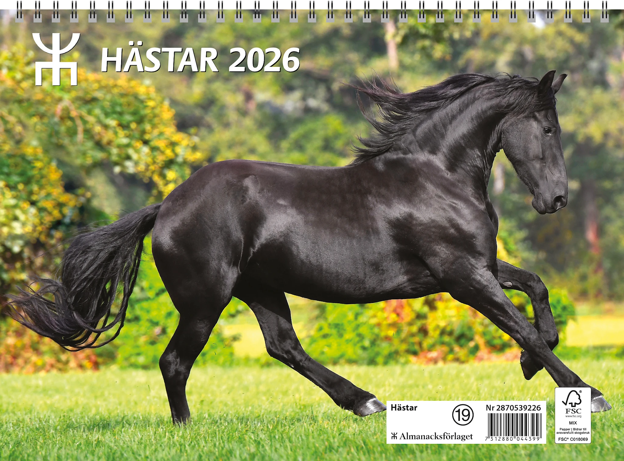 Produktbild för Väggkalender Hästar 2026 Almanacksförlaget