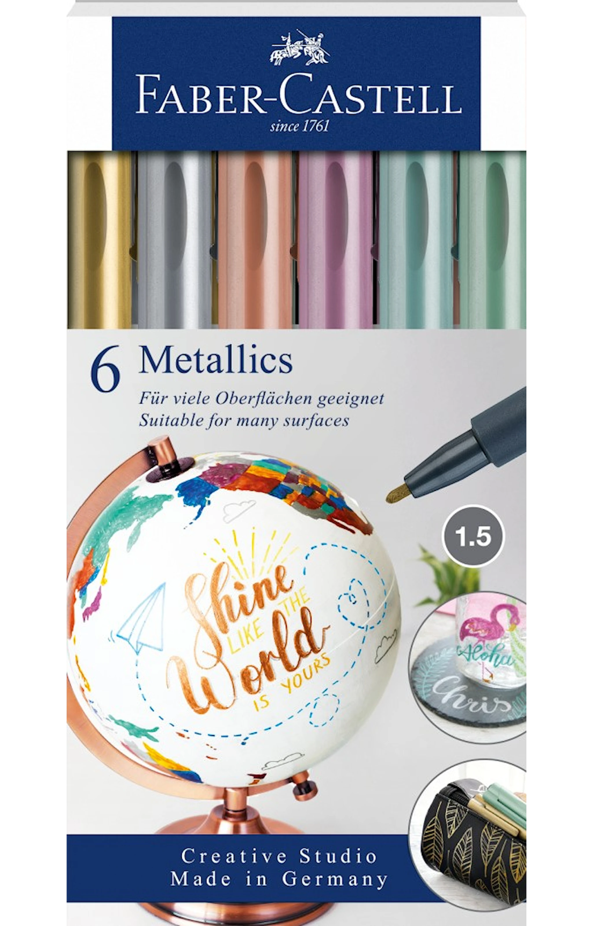 Tuotekuva ille Faber-Castell Metallic marker -pakkaus, 6 kynää