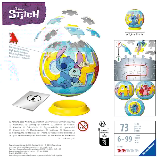 Produktbild 3 för Disney Stitch 3D Pussel 72 bitar, Ravensburger
