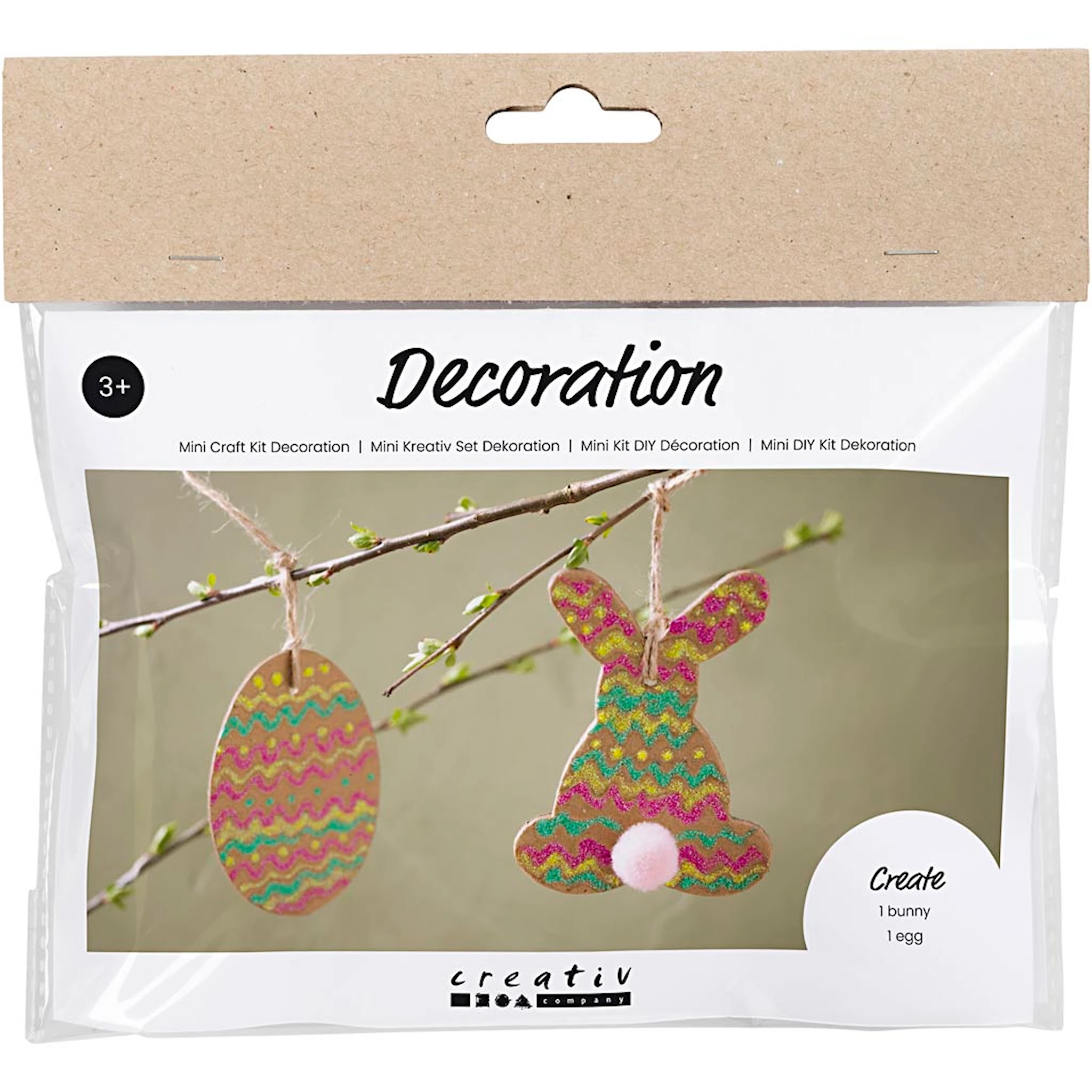 Produktbilde for Mini DIY Kit Dekorasjon, Egg og kanin, brun, grønn, pink, gul, 1 pk.
