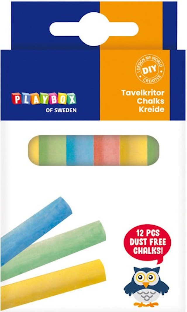 Tavelkritor färgade 12-pack Playbox