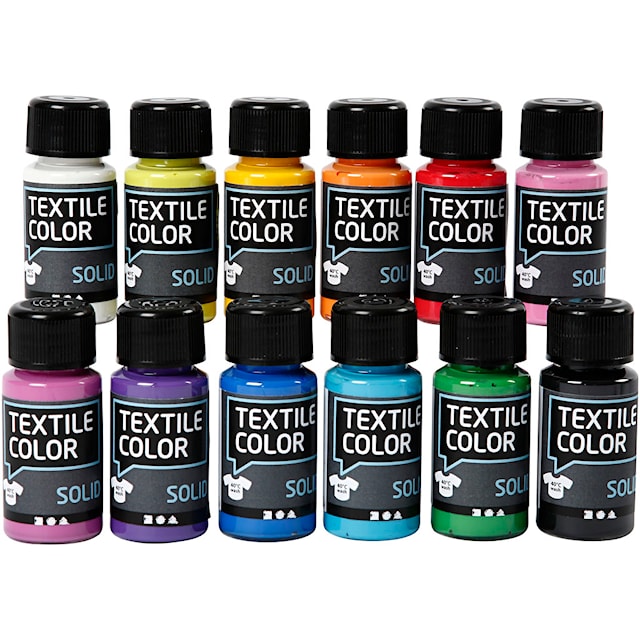 Produktbilde 3 for Tekstilfarge, dekkende, ass. farger, 12x50 ml/ 1 pk.
