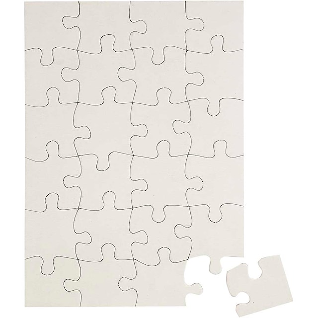 Tuotekuva 1 - Palapeli, koko 15x21 cm, valkoinen, 24 kappaletta, 16 kpl/ 1 pkt