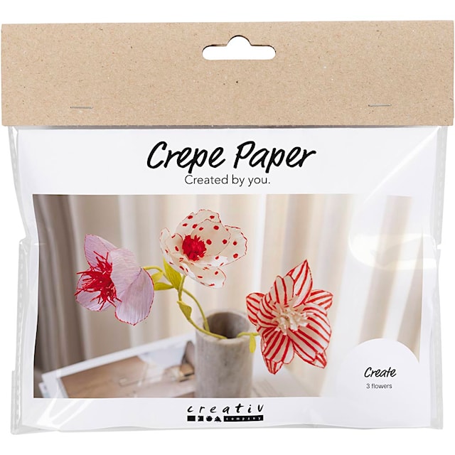 Produktbild 1 för Mini DIY Kit Kräppblommor mönstrade Creativ Company