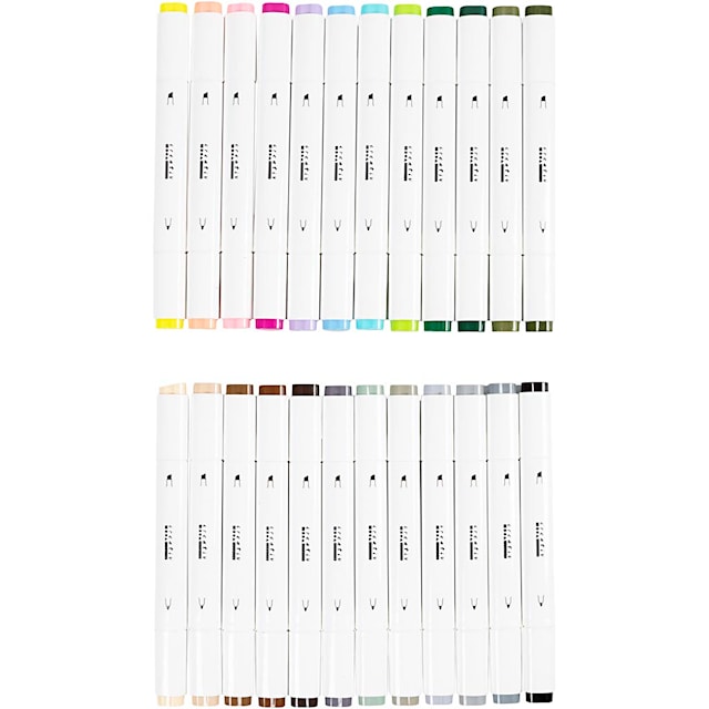 Produktbilde 2 for Tegnetusj, strek 1+8 mm, pastellfarger, standardfarger, 24 stk./ 1 pk.