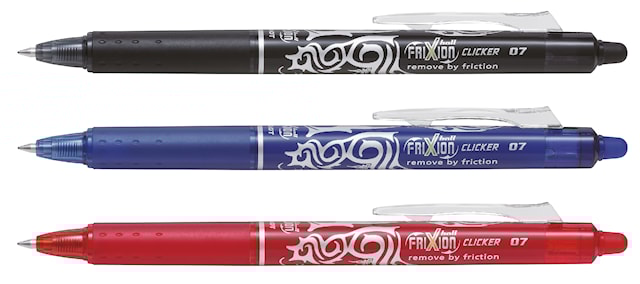 Bläckpenna Frixion Clicker 3-p Svart/Blå/Röd, Pilot