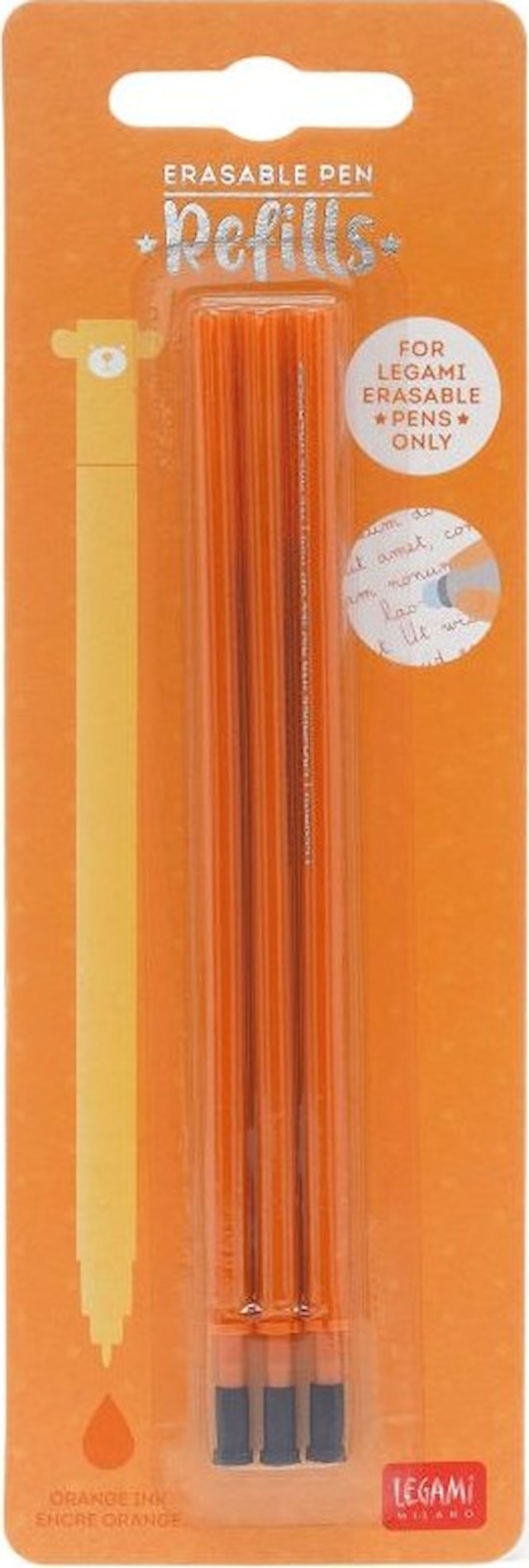 Produktbild 1 för Refill Gelpenna Raderbar Orange 3-pack Legami