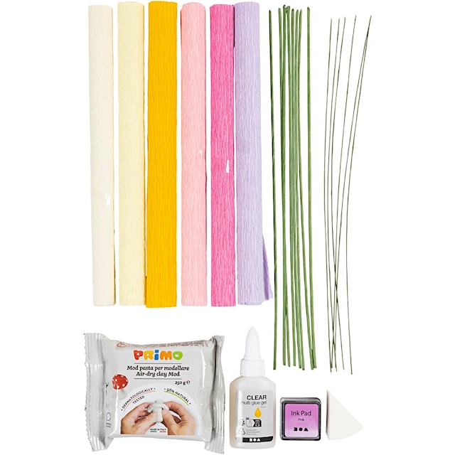 Produktbild 6 för DIY Kit Blomma pastellfärger kräppapper Creativ Company