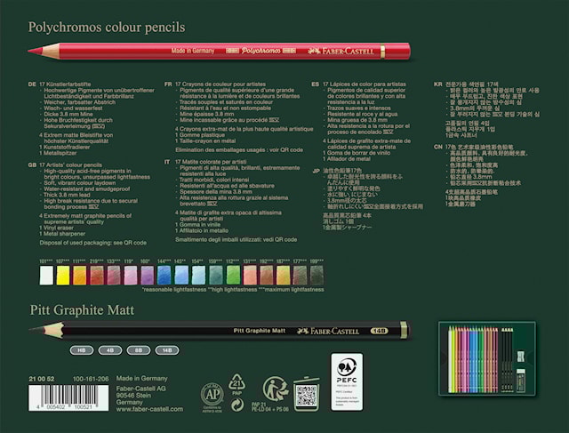 Produktbilde 4 for Gavesett Polychromos & Pitt Graphite Matt Small 17 deler Faber Castell