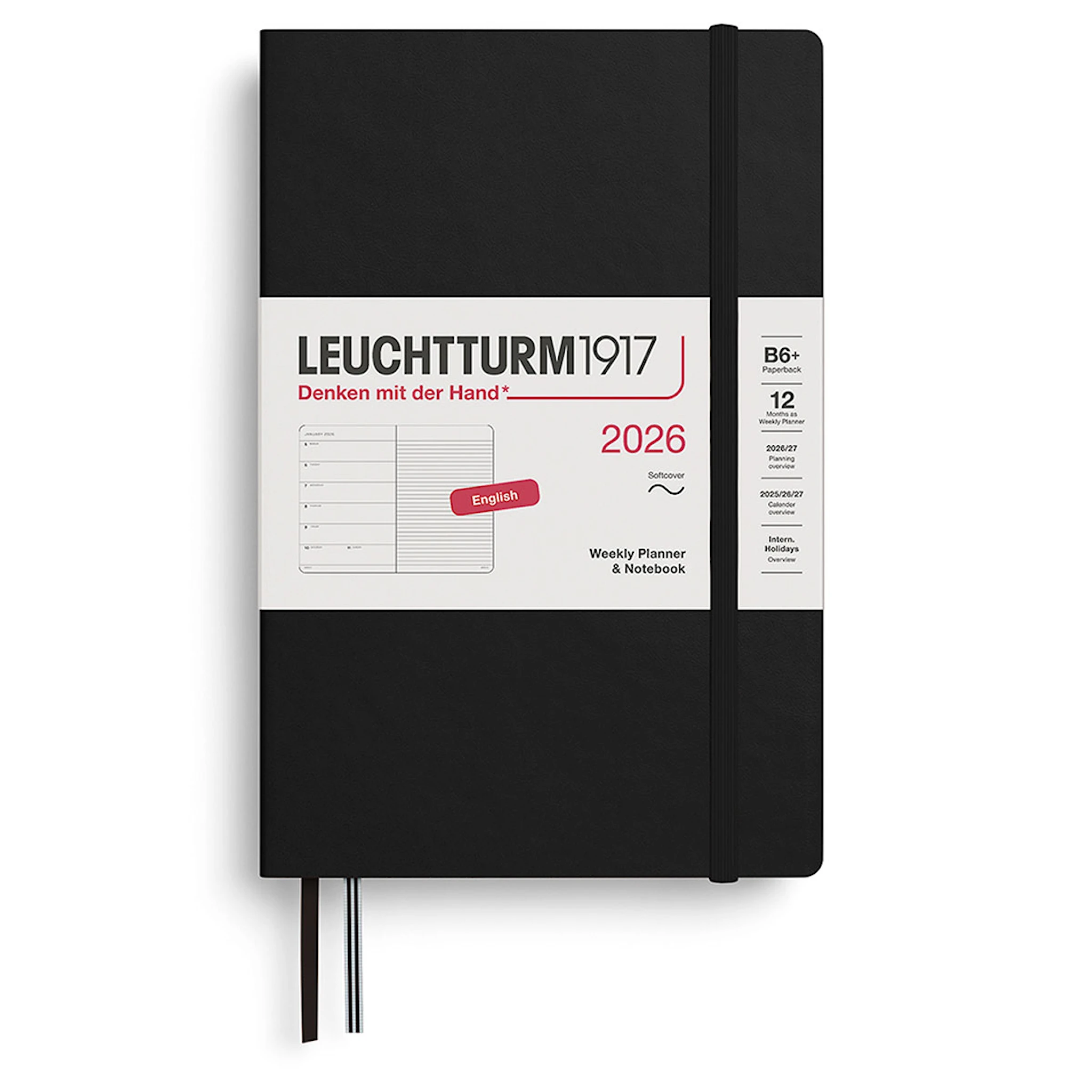 Produktbilde for Weekly Planner & Notebook 2026 B6 Soft Black Leuchtturm1917