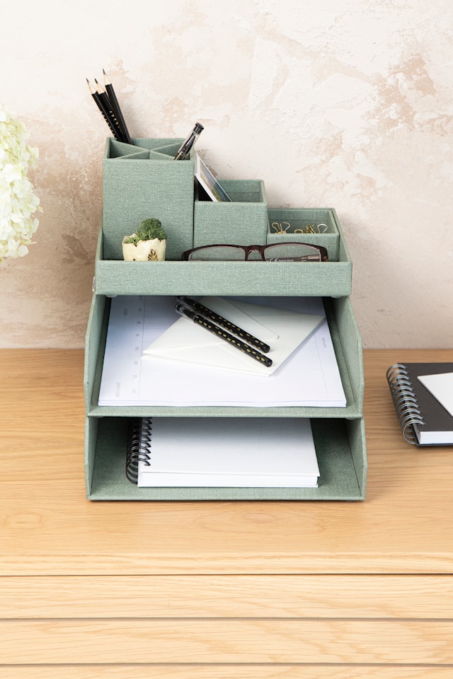 Produktbild 6 för Brevkorg Stapelbar Soft Teal 2-pack Bigso Box of Sweden