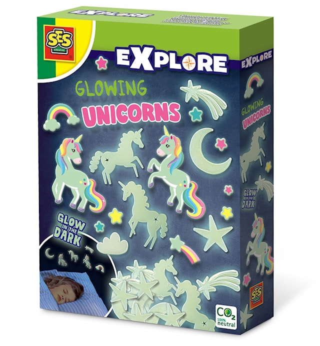 Produktbilde 1 for Enhjørninger Selvlysende veggpresenning fra SES Creative