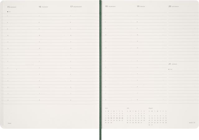 Tuotekuva 5 - Kalenteri 2026 Essential Planner Weekly Vertical XXL Myrtle Green Moleskine