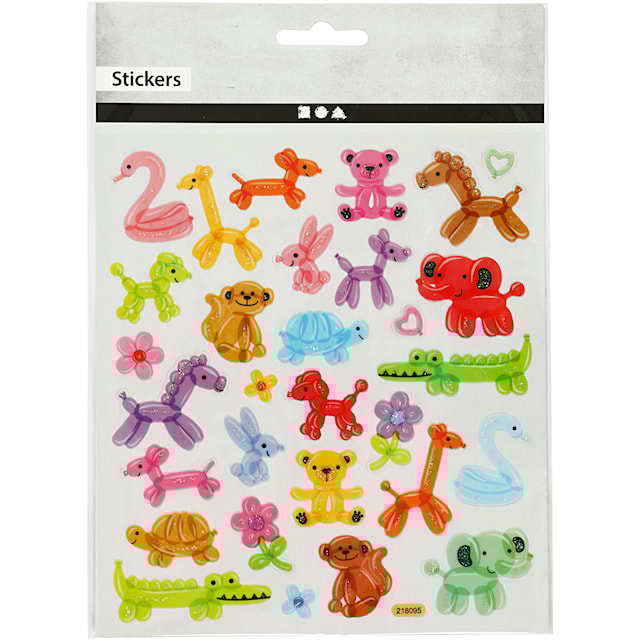 Produktbilde 2 for Klistremerker, ballong dyr, ark 15x16,5 cm, 1 ark