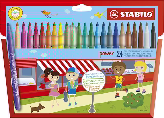 Tusjpenn Power Fiber 24-pack Stabilo