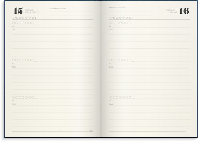 Tuotekuva 2 - 3-vuotispäiväkirja Pellavatekstiili Tummansininen, Burde