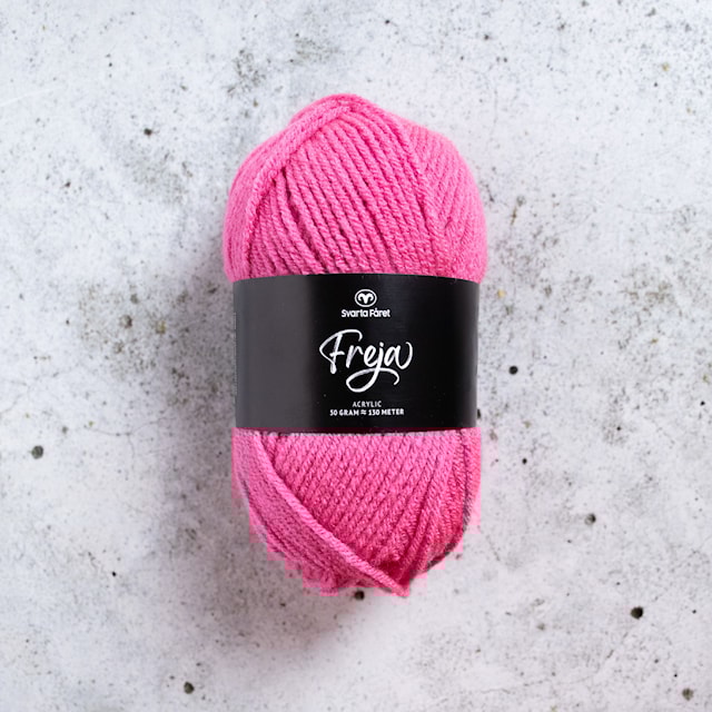Freja Garn Akryl 50 g Hot Pink (83) Svarta Fåret