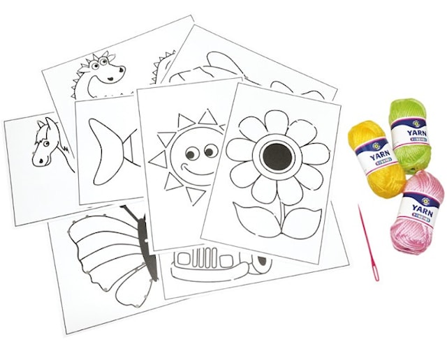 Tuotekuva 1 - Ompelukorttisarja langalla ja neulalla 8 erilaista kuvioita Playbox