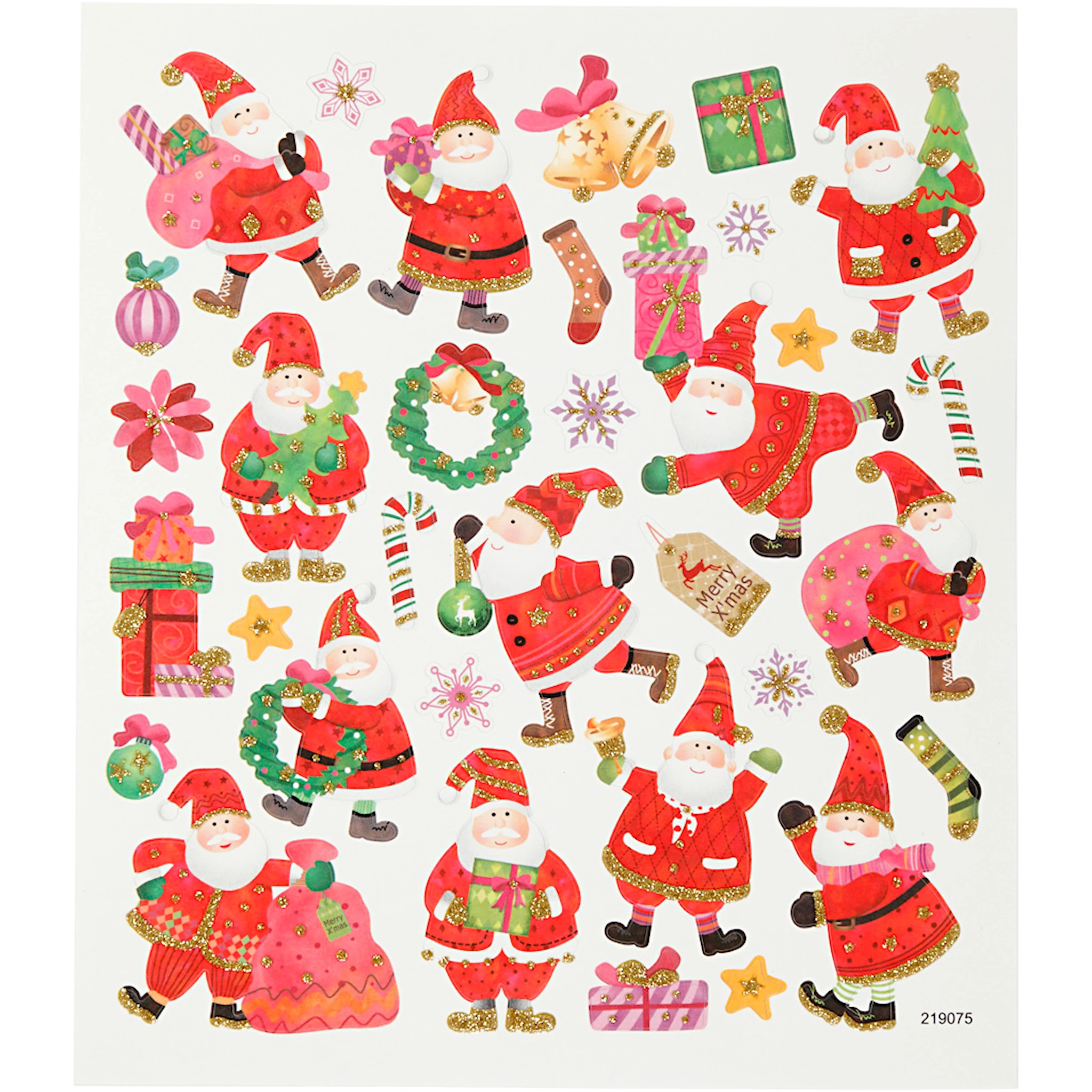 Produktbilde for Klistremerker, Glad julenisse, ark 15x16,5 cm, ca. 33 stk., 1 ark