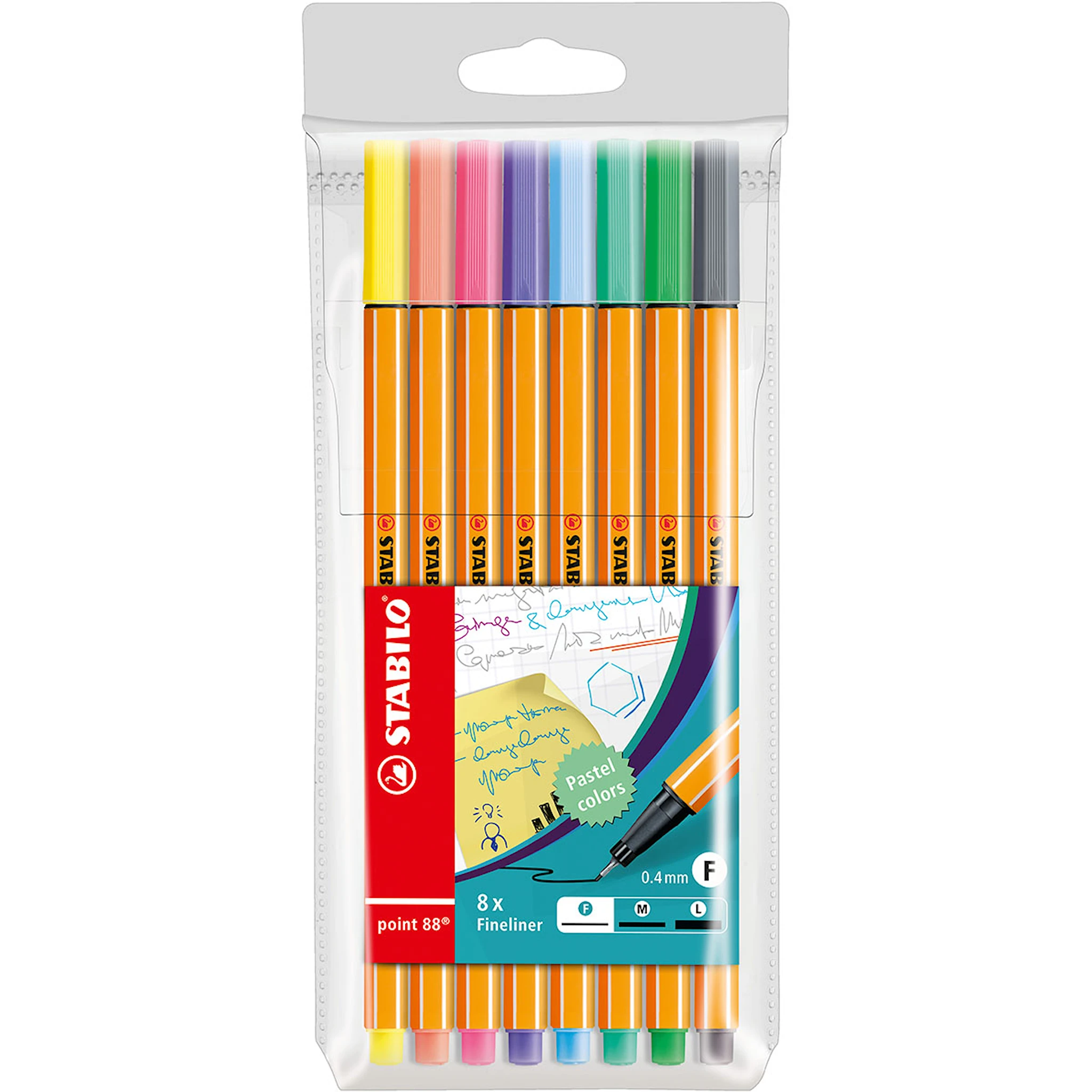 Produktbild för Fineliner Point 88 Pastell 8-pack STABILO