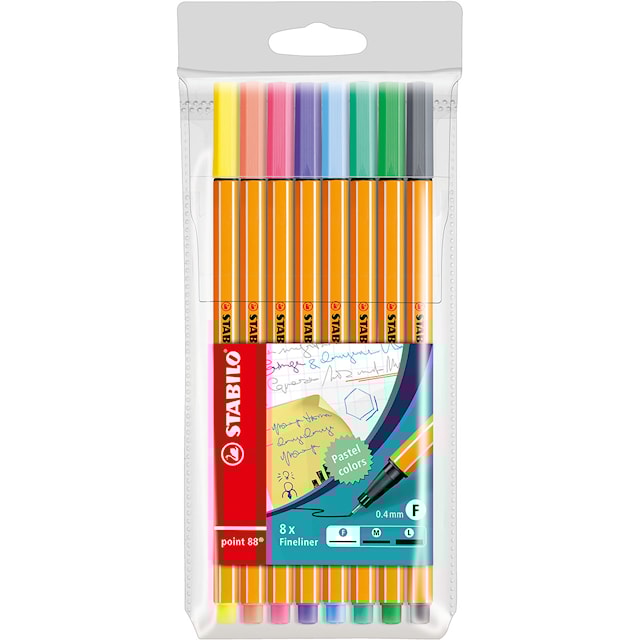 Produktbild 1 för Fineliner Point 88 Pastell 8-pack STABILO