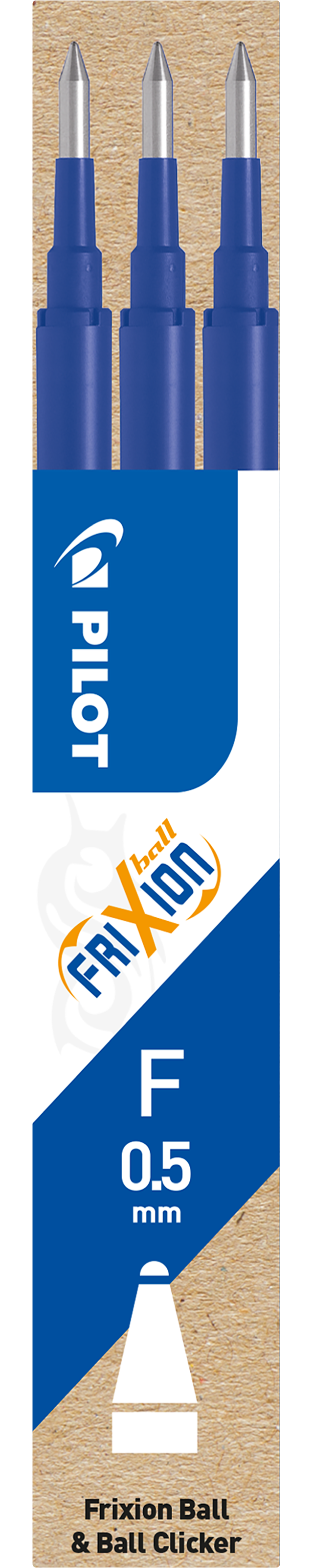 Tuotekuva 1 - Pilot Täyttöpatruuna Refill Frixion Ball Clicker 0,5 mm, sininen, 3 kpl/pakkaus