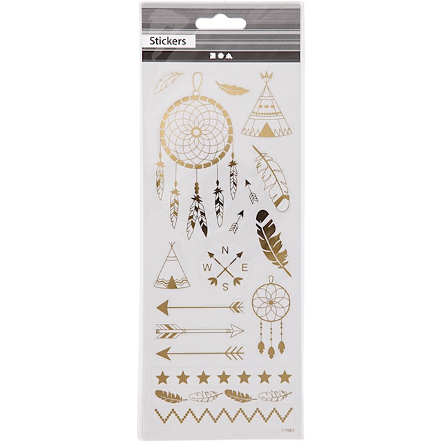 Produktbilde 3 for Stickers, indianer, ark 10x24 cm, ca. 17 stk., gull, 1 ark
