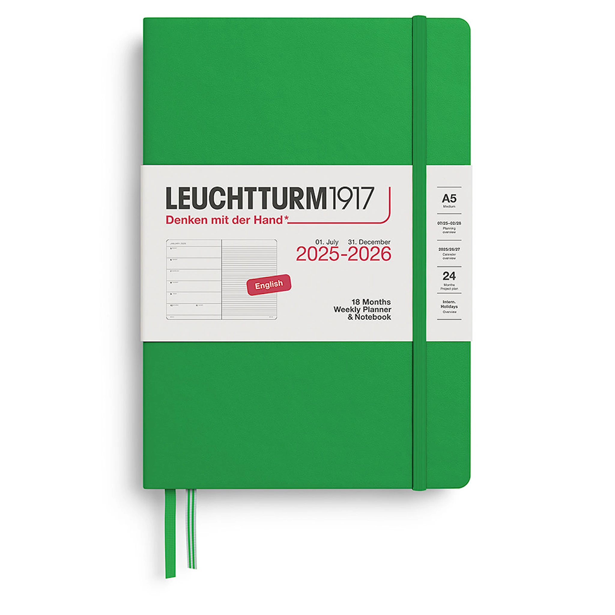 Produktbilde for Kalender A5 18m 25–26 Ukentlig Planlegger/Notatbok Spring Leaf Leuchtturm1917