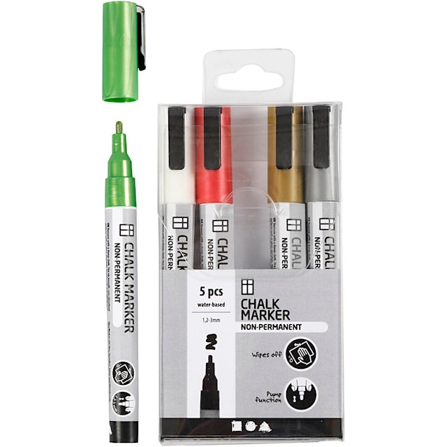 Produktbild 4 för Whiteboardpennor, 1,2-3mm, Metallic, 5-pack
